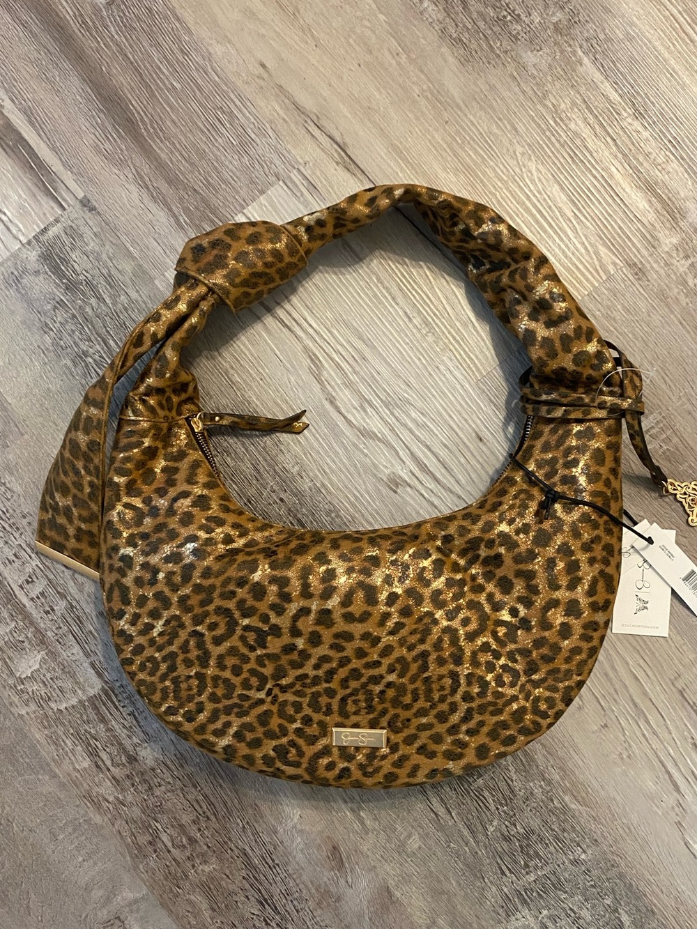 Jessica Simpson Women's Luna Hobo Bag, Leopard Print Faux Sued